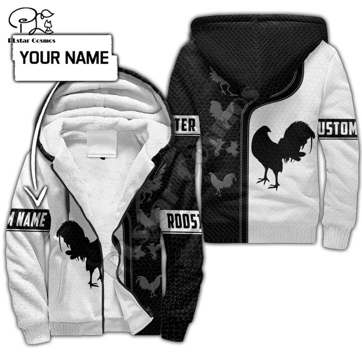 

PLstar Cosmos Beautiful Rooster 3D Printed 2022 Winter Clothing Casual Warm Hood Thick Coat Zipper Man Fleece Hoodies Jacket R25