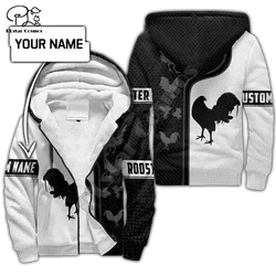 PLstar Cosmos Beautiful Rooster 3D Printed 2022 Winter Clothing Casual Warm Hood Thick Coat Zipper Man Fleece Hoodies Jacket R25