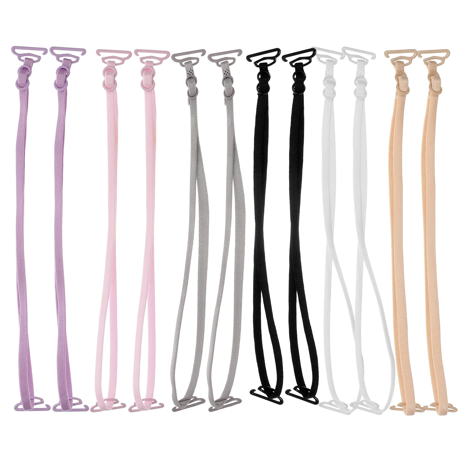 6 Pairs Tape Shoulder Clip Invisible Straps Women's Miss Beige Nylon