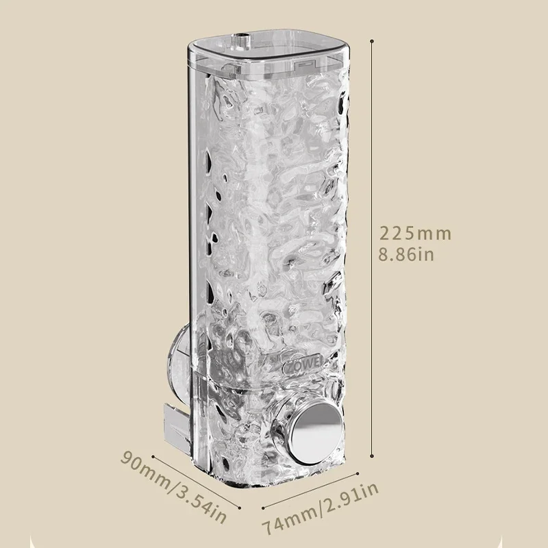 90*74*225 مللي متر نظام توزيع الضغط نظام توزيع الصابون بالضغط 450 مللي حاوية سائلة قابلة للإزالة وإعادة تحديد المواقع