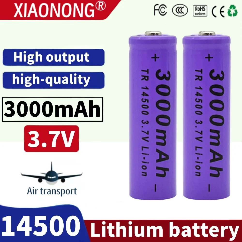 

3.7V 14500 rechargeable lithium-ion battery, 3000mAH AA replacement battery, used for radios, microphones, Electric toys, etc