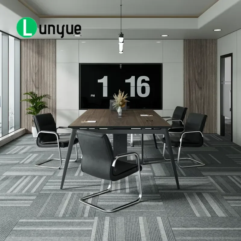 Wooden Conference Table with Bench 8 Person Workstation Wood Metal Office Desk Furniture for Meeting Room Modern Design
