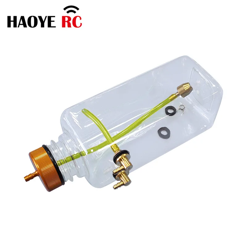 Haoye 1 Pc RC Fuel Tank Transparent Plastic 500ML 730ML CNC Processing Champaign Gold Cap For RC Airplane Model Gas /MeOH Tank