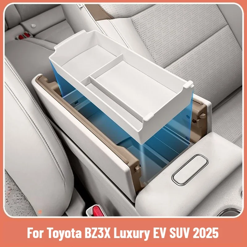 

For Toyota BZ3X Luxury EV SUV 2025 Car Armrest Storage Box Center Console Organize Tray Central Tidying Car Accessories