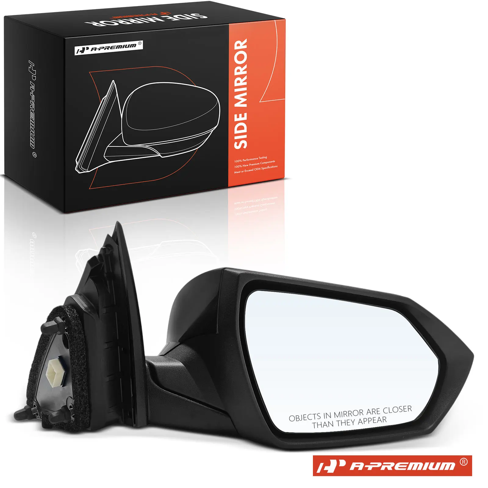 A-Premium Passenger Side Power Door Mirror for Hyundai Elantra 2021-2023 Manual Folding Smooth Black