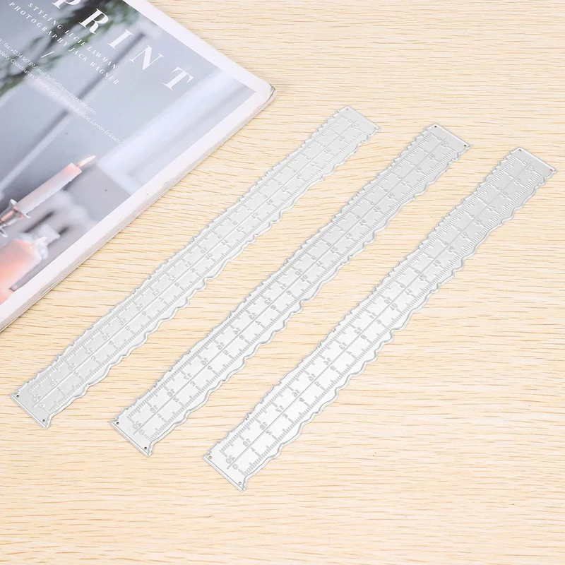 3 Pieces 8.4 Inches Metal Irregular Edges Ruler Edges Ruler For Card Making Scrapbooking Craft Decor School Office Tools