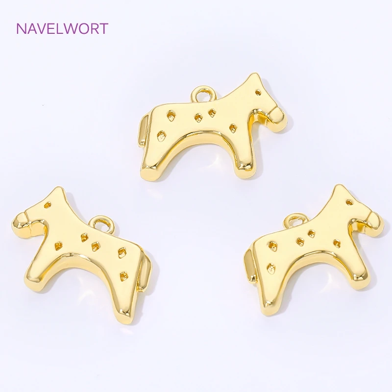 

2/4/6Pcs 18K Gold Plated Horse Pendant Charms For Bracelet Making,Brass Decorative Pendants,DIY Necklace Jewelry Accessories