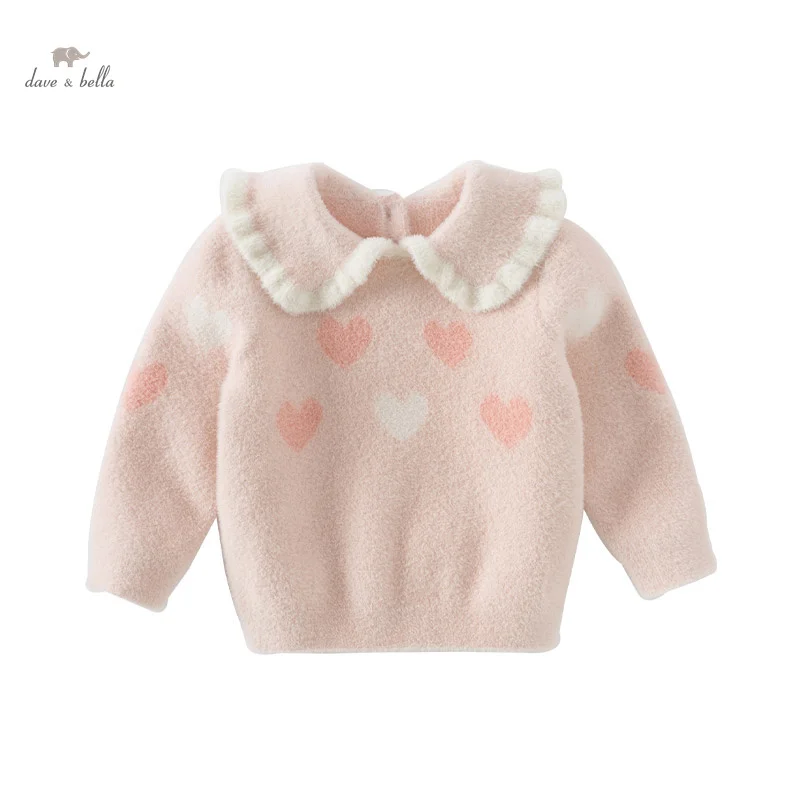 

Dave Bella 2024 New Winter Girls Baby Children Knitted Sweater Pullover Gentle Casual Sweet Cute Baby Knitwear Warm DB4243439