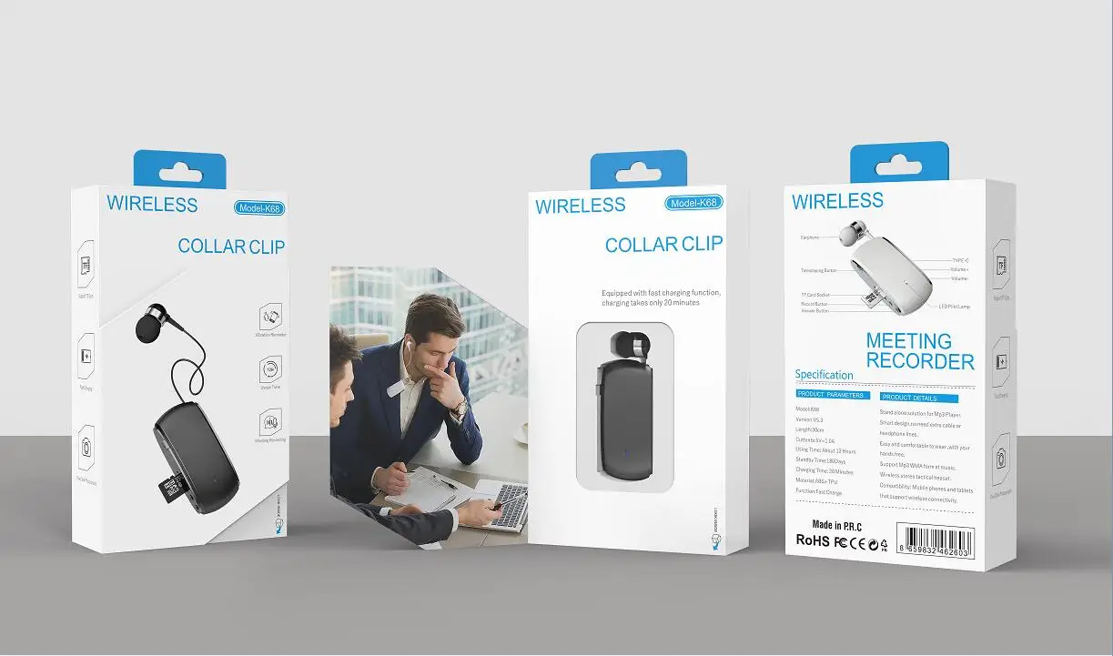 سماعة رأس لاسلكية K68 ، بطاقة TF ، مشغل MP3 ، سماعة بلوتوث صغيرة ، قابلة للطي ، مكالمات محمولة تذكير ، اهتزاز ، K55 ، K53