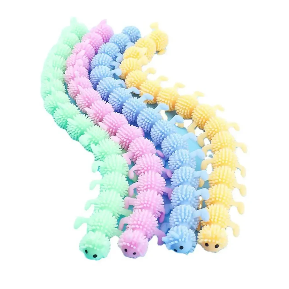 Luminous Caterpillars Fidget Toys Sensory Toy for Anxiety Stress Relief Fuzzy Stretchy Worm Glow Caterpillars