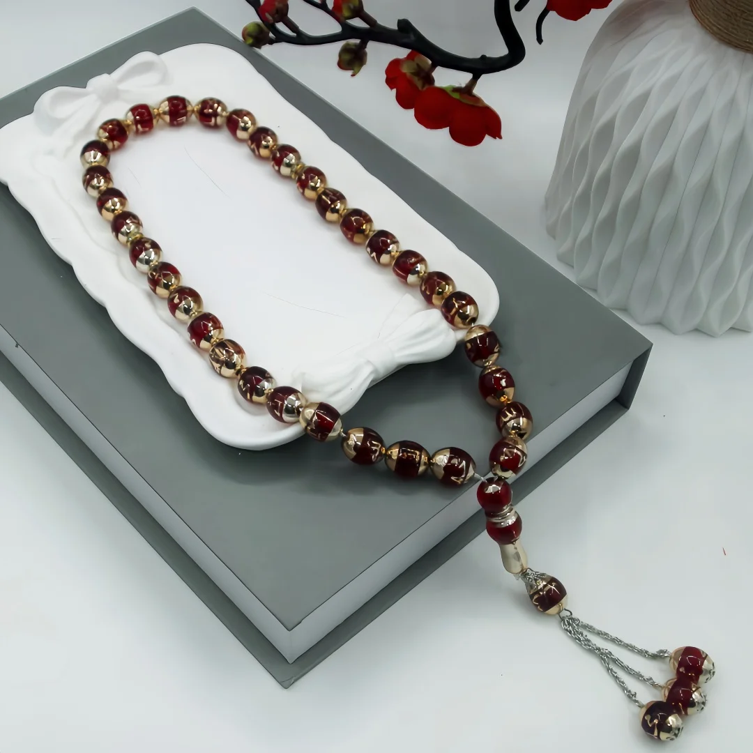 12mm 33 Beads Muslim Prayer Beads Unisex Muslim Prayer Beads Words Rosary Worship Supplies Accessory Religious Rosary Decor view 6