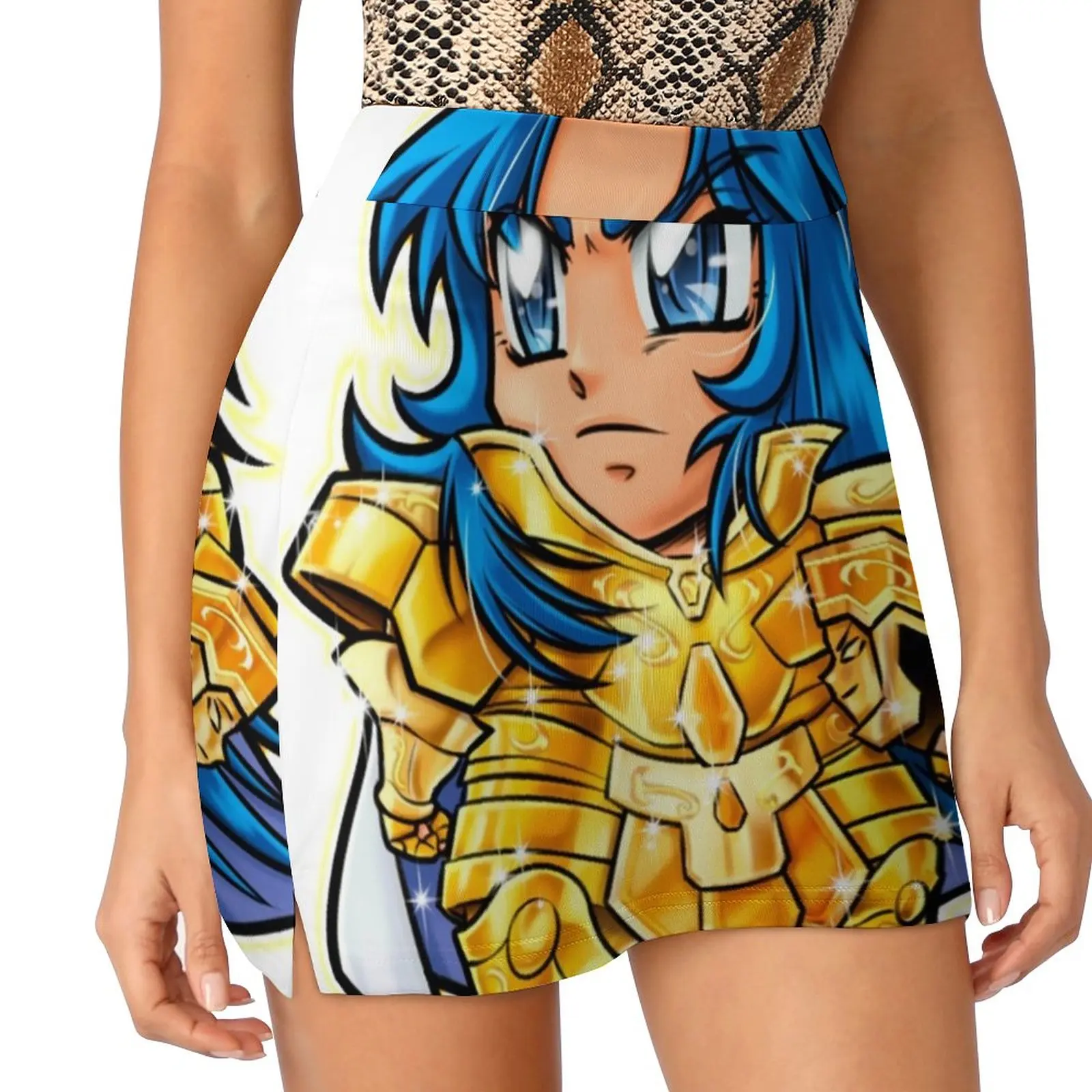 Saga gemini Chibi Saint Seiya Knights Of the Zodiac. Light Proof Trouser Skirt Woman short skirt Woman skirt