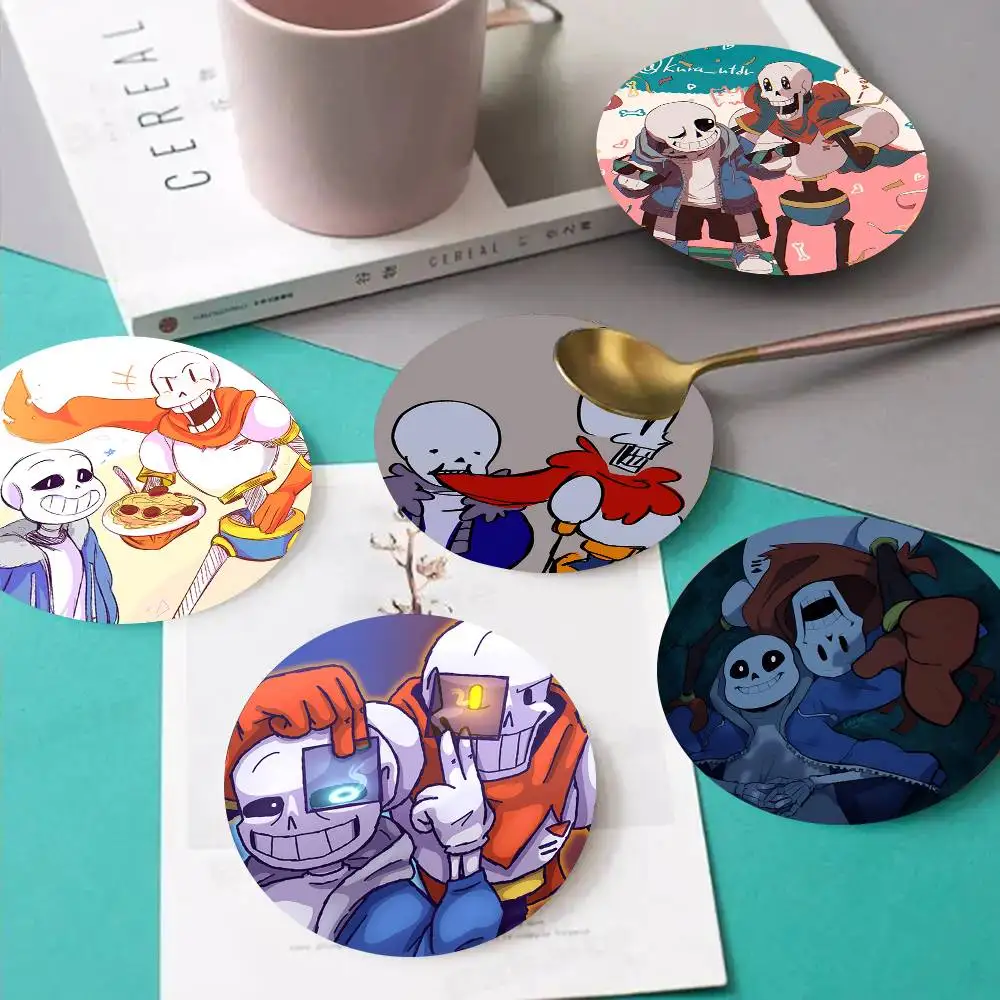 1pc Cartoon Sans Kris Papyrus Wooden Coaster Colour Printing Cup Mat Home Desk Decoration Gifts