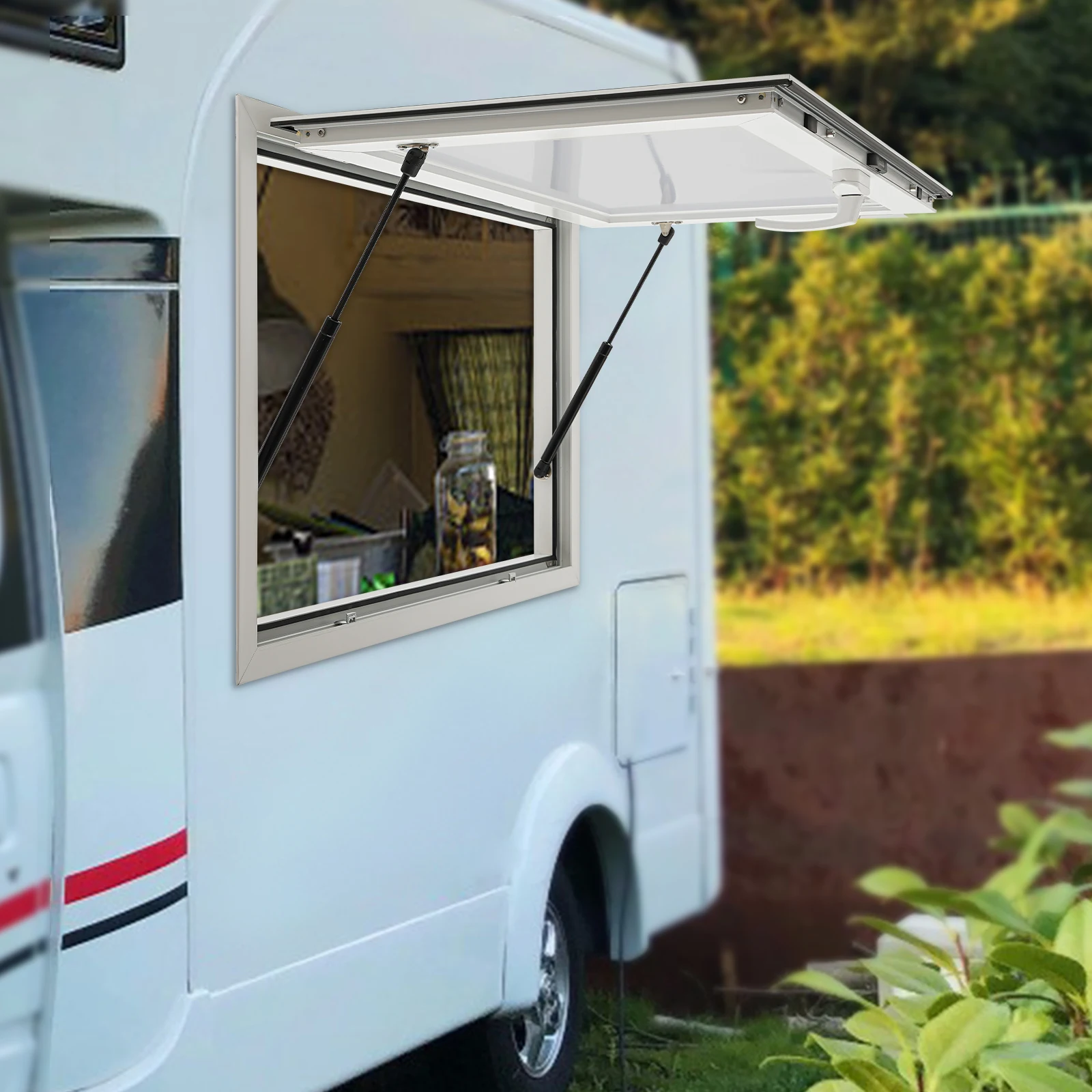 50×30×3.15 Inch Concession Stand Serving Window Burr-free Concession Window with Drag Hook Food Truck Service Window