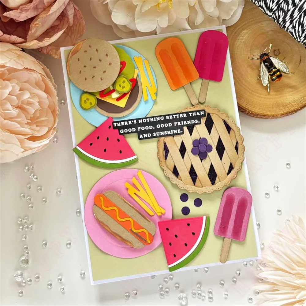 Picnic Time Die hamburger Metal Cutting Dies Decorating Scrapbook Diy Paper Card Album Mould Embossing Craft 2024 New Arrival