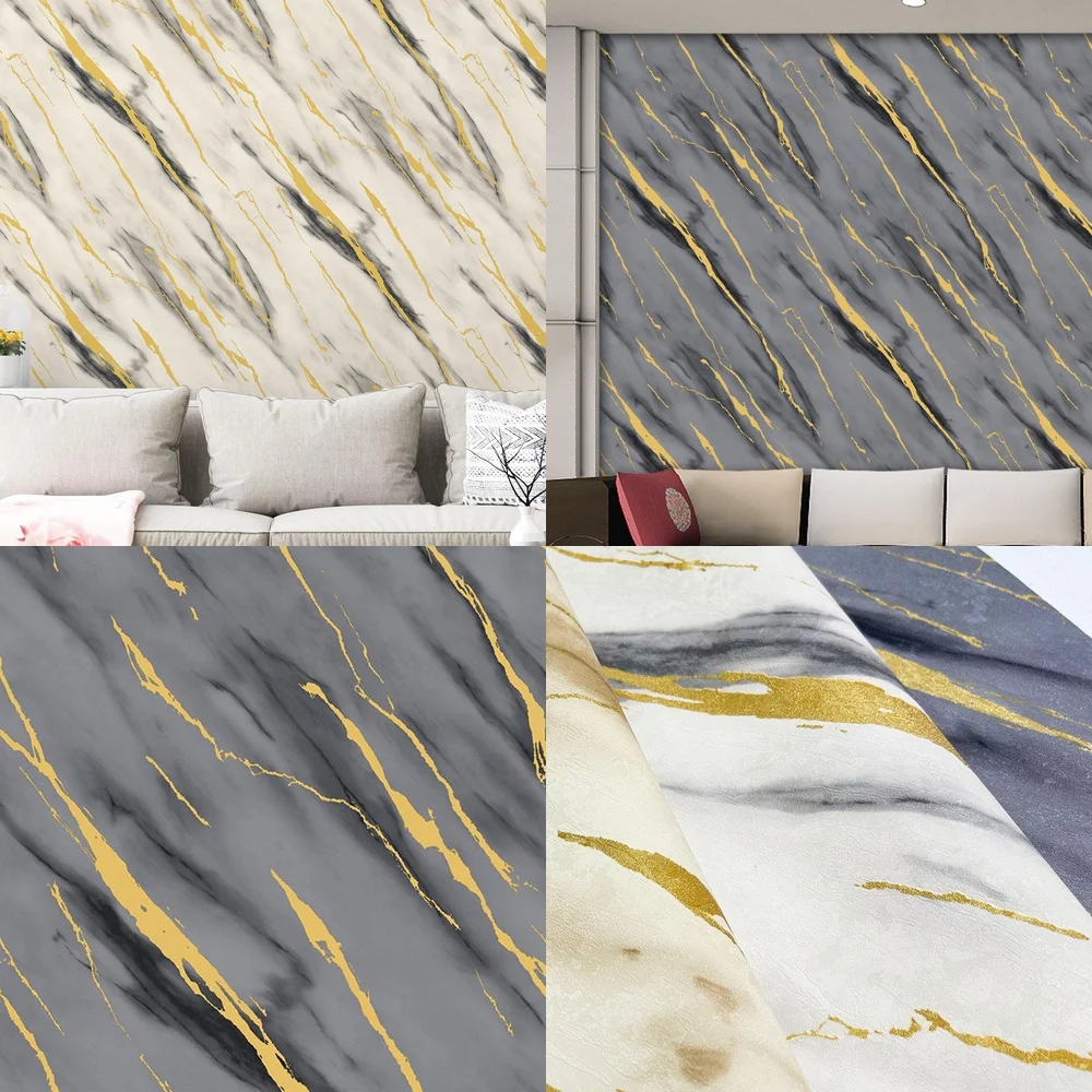 Marble Pattern Waterproof Thickened Wallpaper for Living Room Hallway Background Commercial Use Factory Direct Drop Shipping