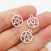 40pcs Charms Star Pentagram 16x13mm Antique Silver Color   Pendants  For Jewelry Making DIY Handmade Craft Pendant