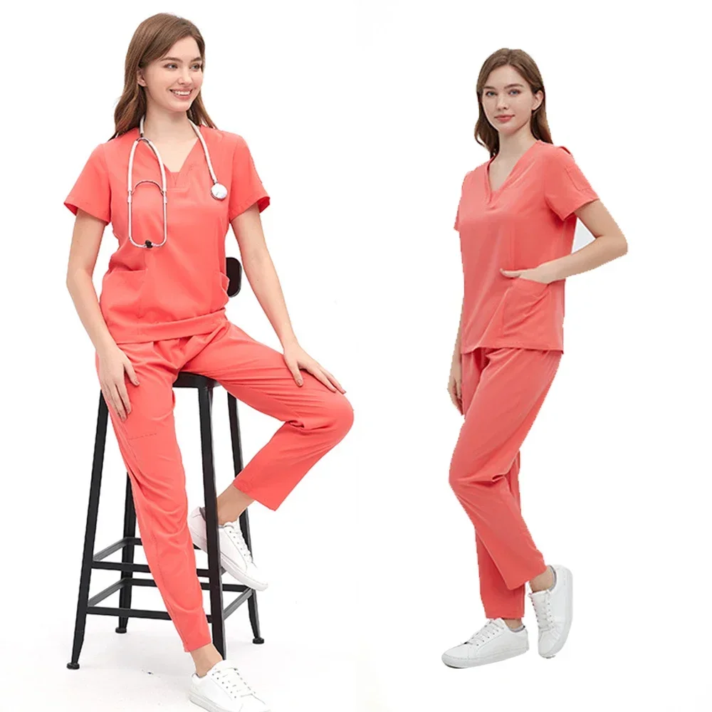 

V-neck Isolation Suit for Operating Room DoctorsNail Salon Nurse's Suit Hospital Care Oral Dental Work Uniform Hand Washing Clot