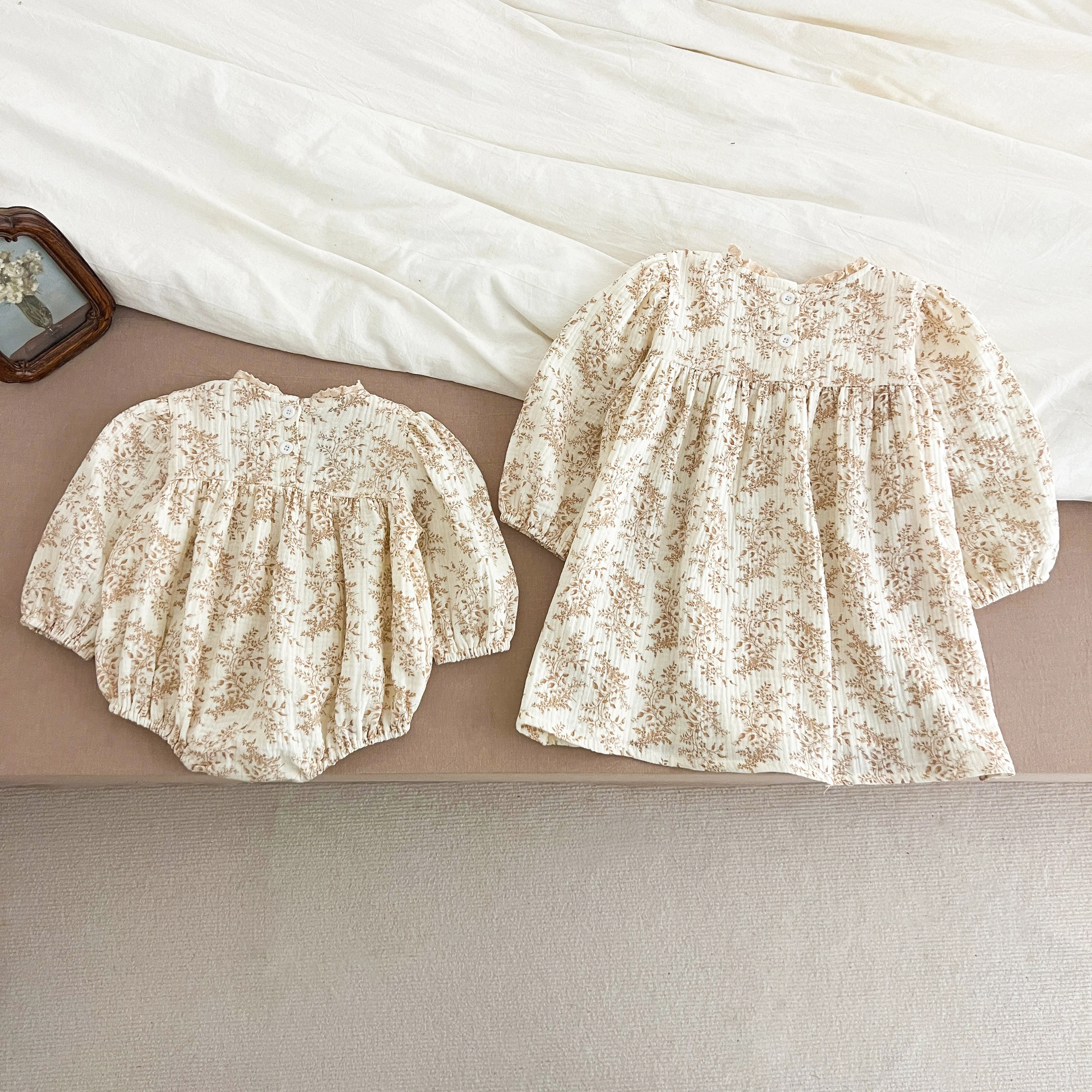 Neue Schwestern Kleid Infant Baby Mädchen Spitze Kragen Kleid Strampler Kinder Mädchen Vintage Blumen Prinzessin Kleid Familie Kleidung Strampler – Detail 25