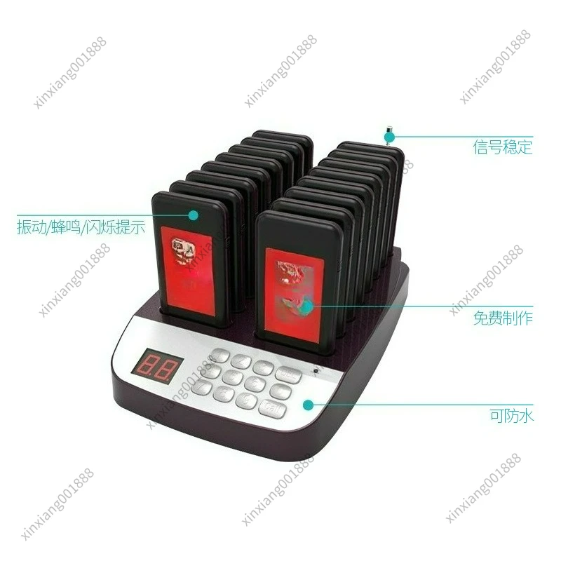 Wireless Food Pick-up Device, 16-point Sign Restaurant Vibration Call Device, Queue Number Calling Food Pick-up Device