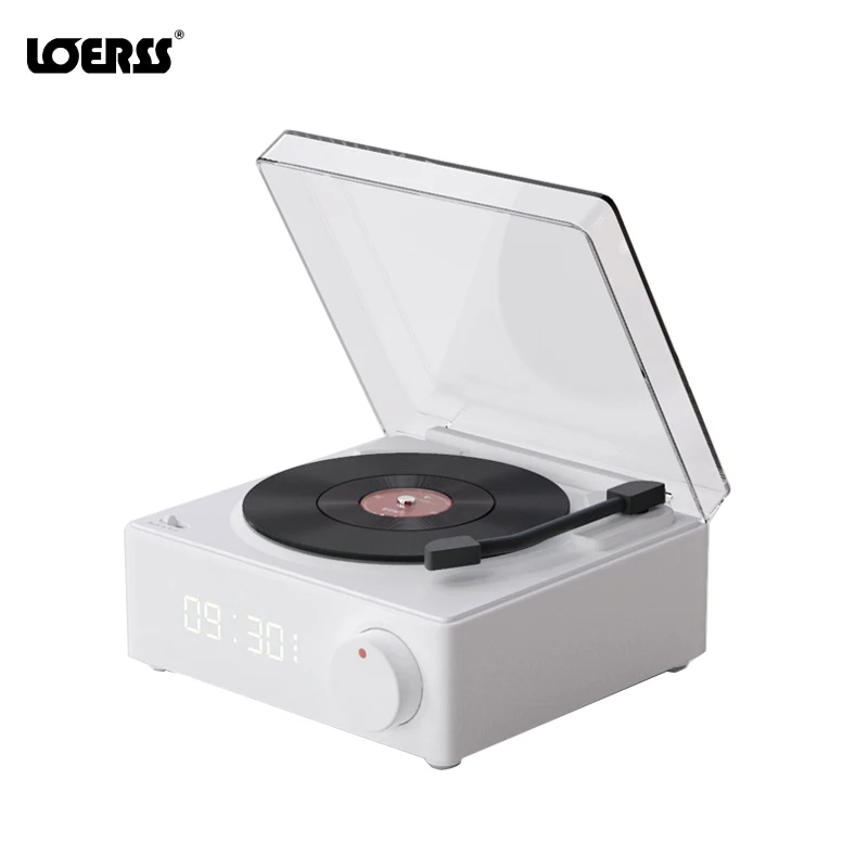 

LOERSS Retro Bluetooth Speaker HD Sound Quality Record Player Multifunctional Music Audio Subwoofer with Turntable Alarm Clock