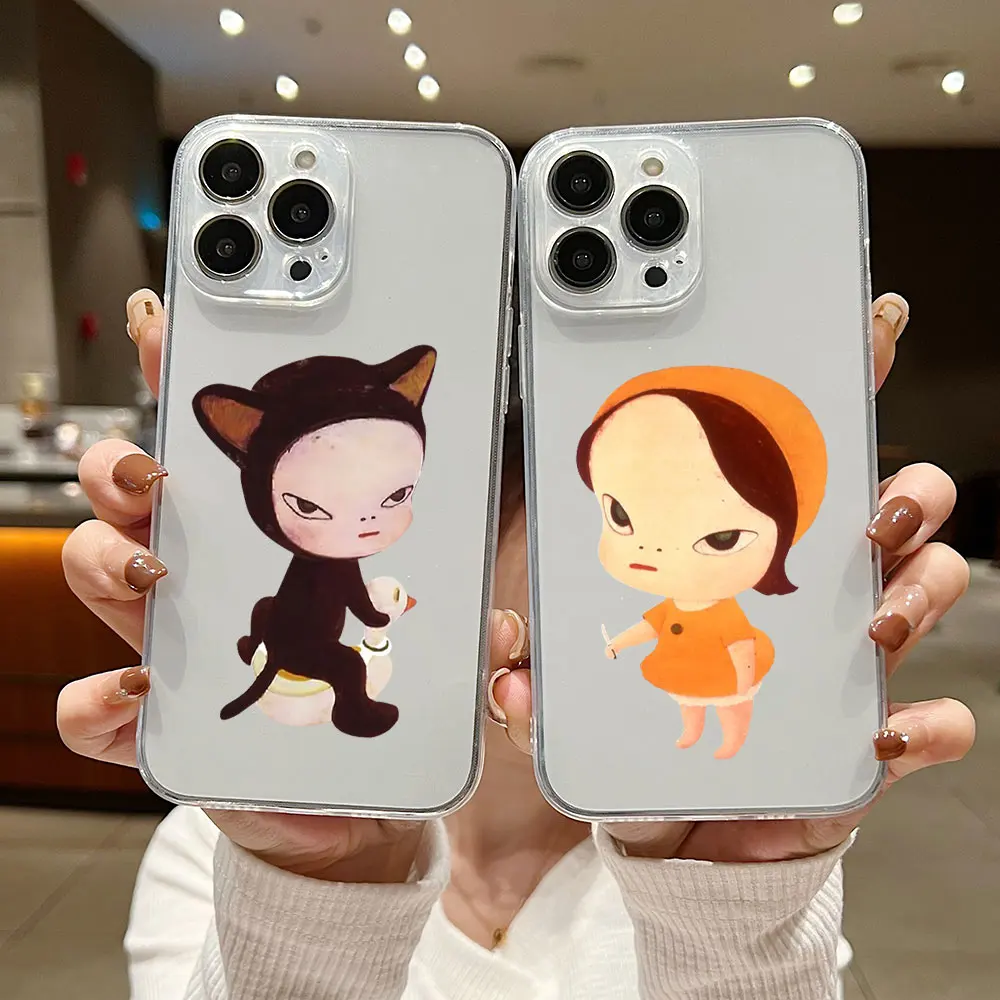 Yoshitomo Nara Art Phone Case For iPhone 15 14 13 12 11 Mini Pro Max X XR XSMax 6S 6 7 8 Plus SE20 Transparent Cover