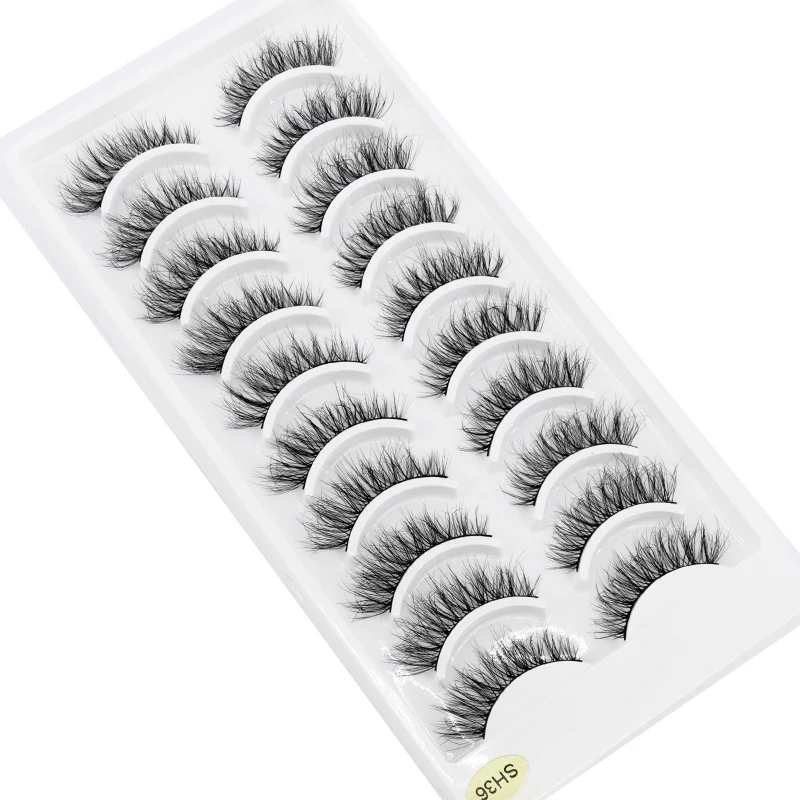 Faux-cils 3D en vison, 10 paires, courts, denses, pour maquillage, vente en gros