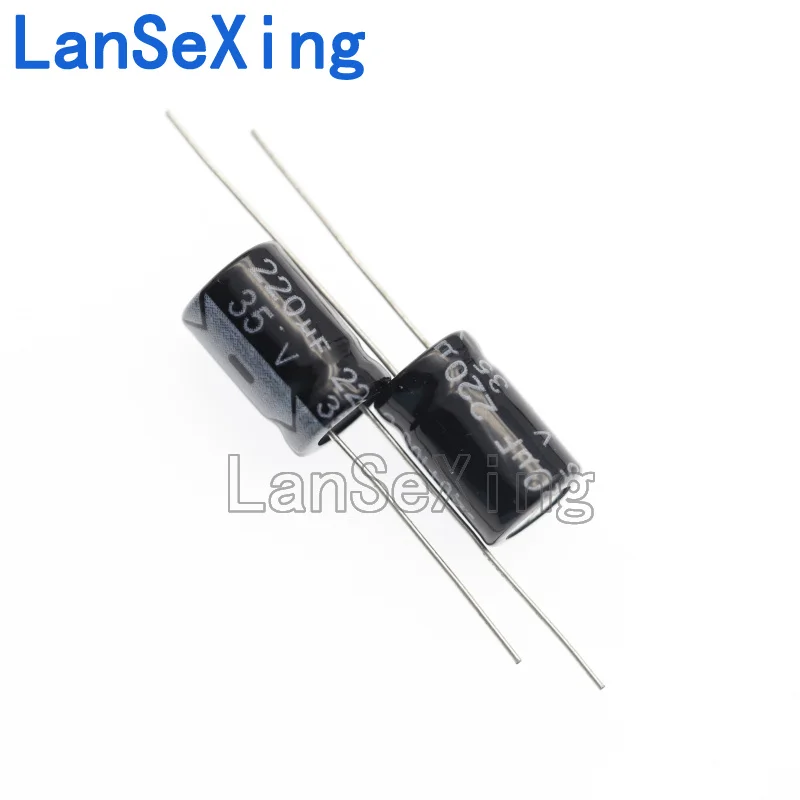 Capacitor eletrolítico de alumínio, inline, alta qualidade, volume 8x12, 35V, 220uF