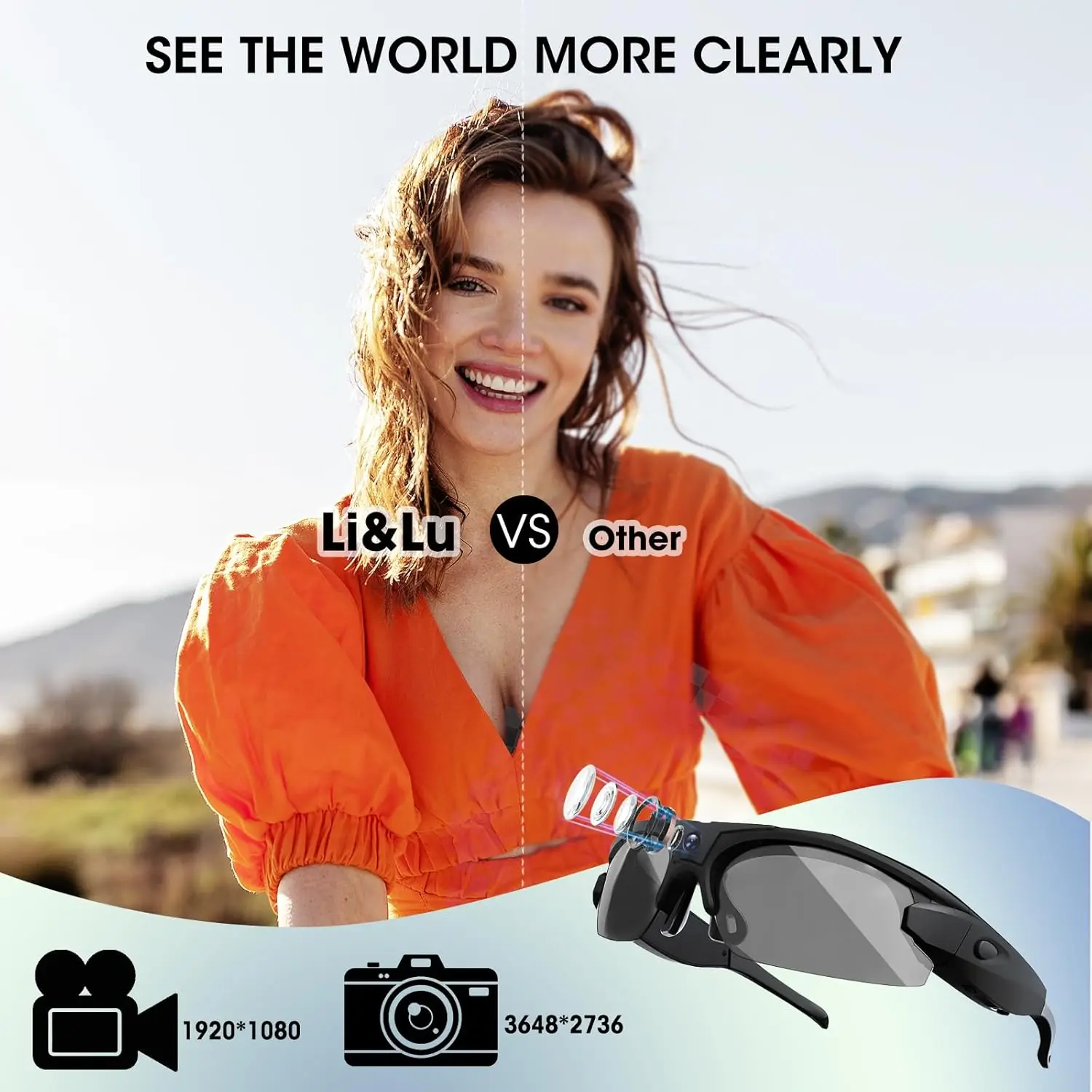

action cam HD 120 fps sports camera mini battery video sunglasses energetics spectacles vlogging youtube pocket professional HD