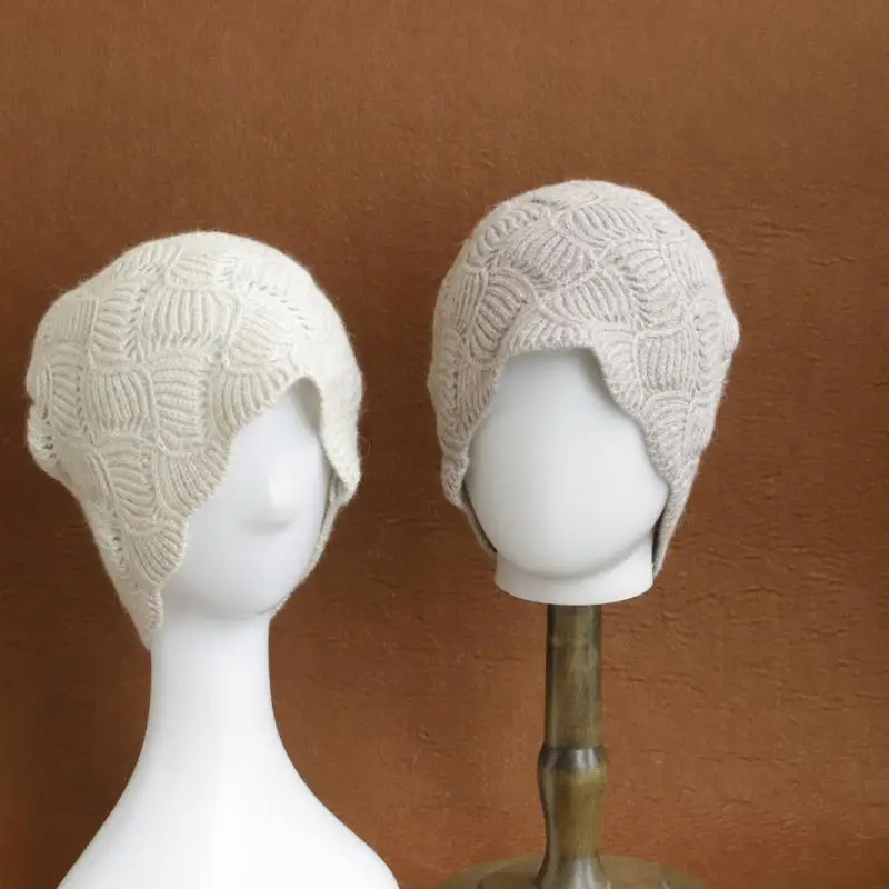 Neue Y2K Herbst-Winter-Wollmütze für Damen, Modische Vintage-Strickmütze, Vielseitige Kappe, Frühlingsmütze, Faltbare Mütze – Detail 4