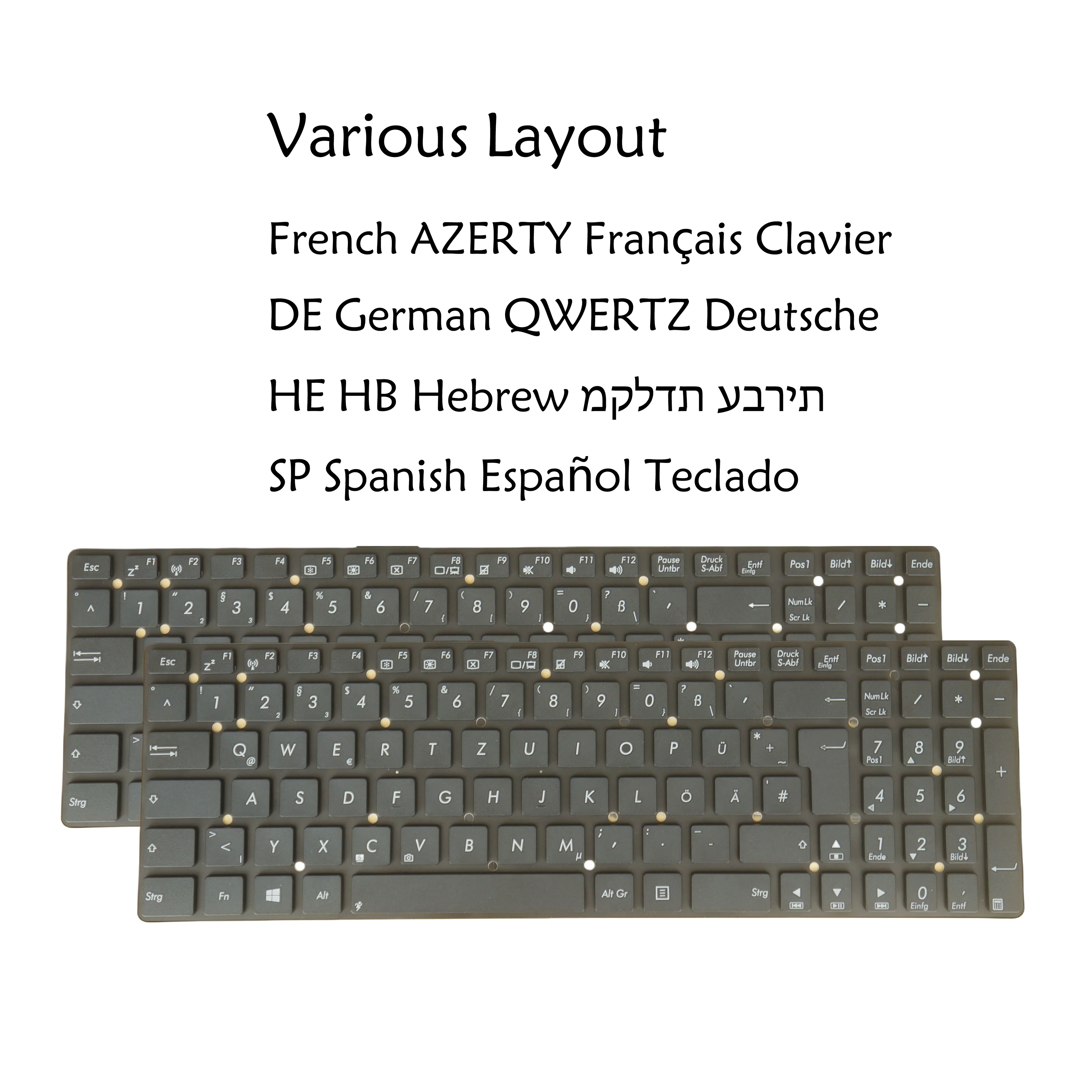 Klawiatura do laptopa Asus K55A K55V K55VD K55VJ K55VM K55VS K75A K75V K75VD K75VJ Hiszpański / Hebrajski Niemiecki QWERTZ / Francuski AZERTY — zdjęcie 2