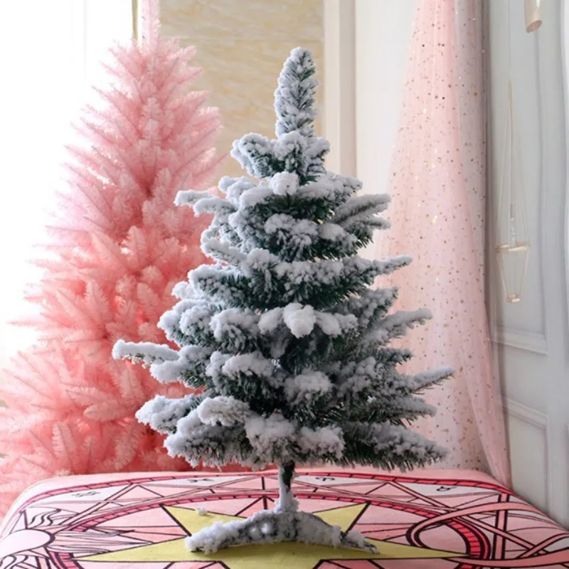 

45/60/90CM Flocked Snow Christmas Tree Luxury Artificial Snowflake PVC Christmas Tree Holiday Prop for Home Office Decoration