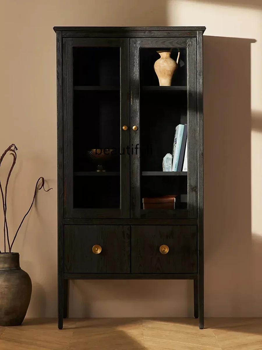 

zxqxxqSolid wood French retro dining and wine cabinet, living room display cabinet, integrated storage cabinet