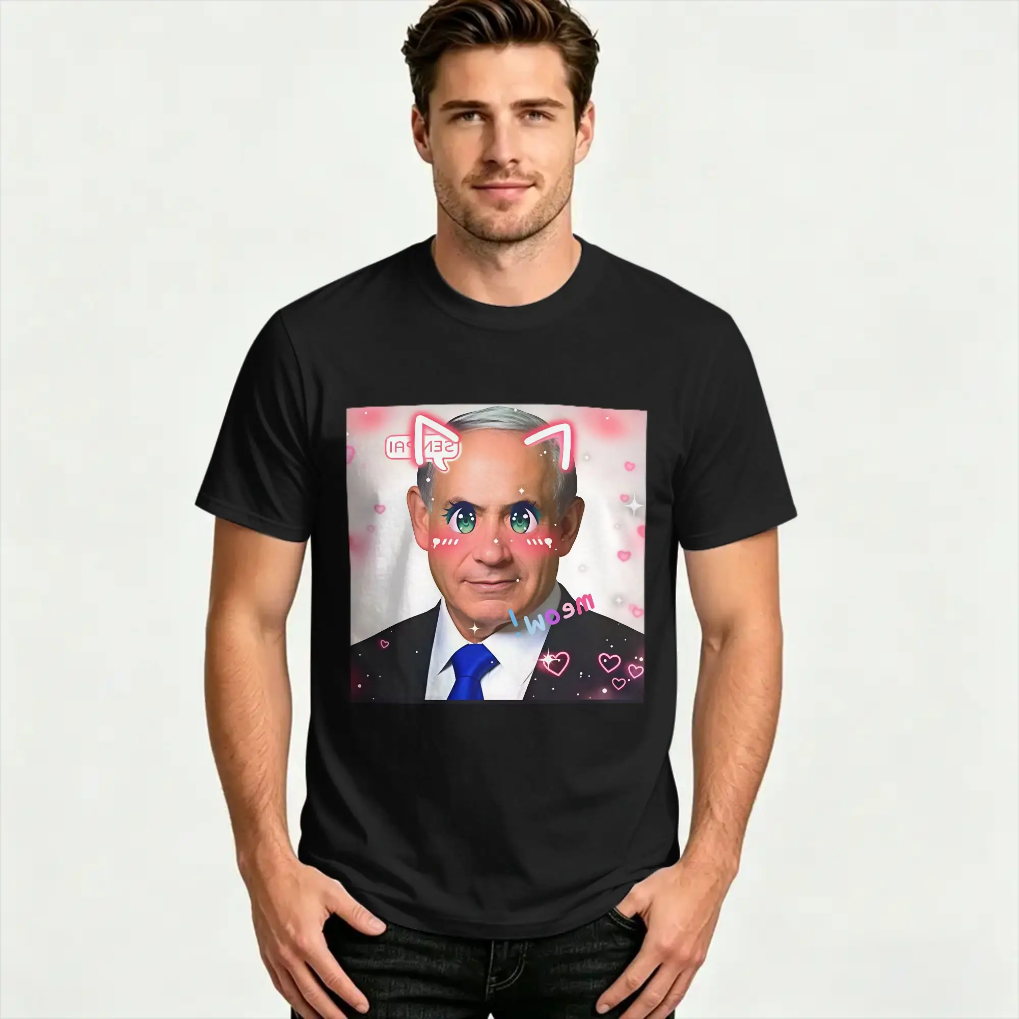 Streetwear T Shirt Summer Benjamin Netanyahu Cute Kawaii Hip Hop T Shirts  Cotton Tshirt for Male Y2K Casual Short Sleeve Tees