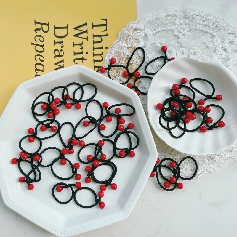 10PC Red Bean Hair Bands for Children Fashion Simplicity Colour Kids Hair Ties Set Elastic Rubber Bands Girls Hair Rope