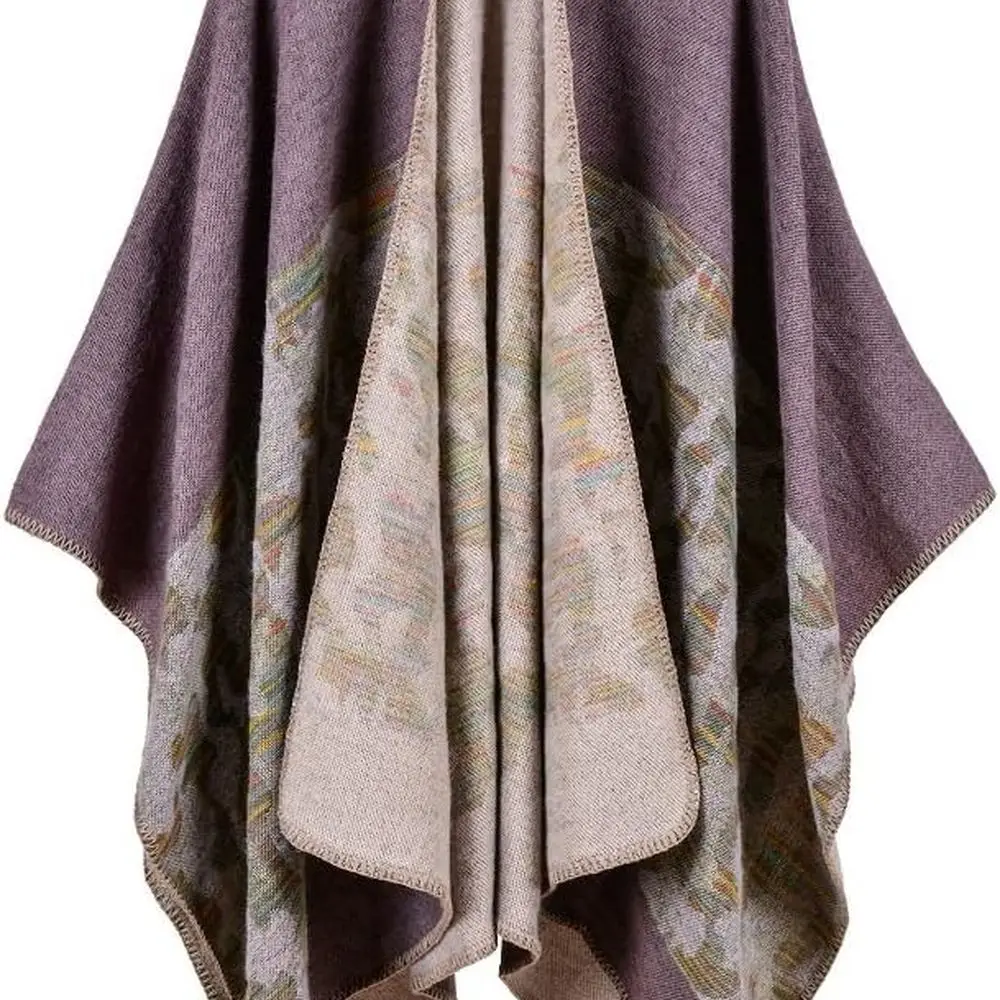 Casaco feminino de inverno poncho xale cardigan suéter com cobertor envoltório