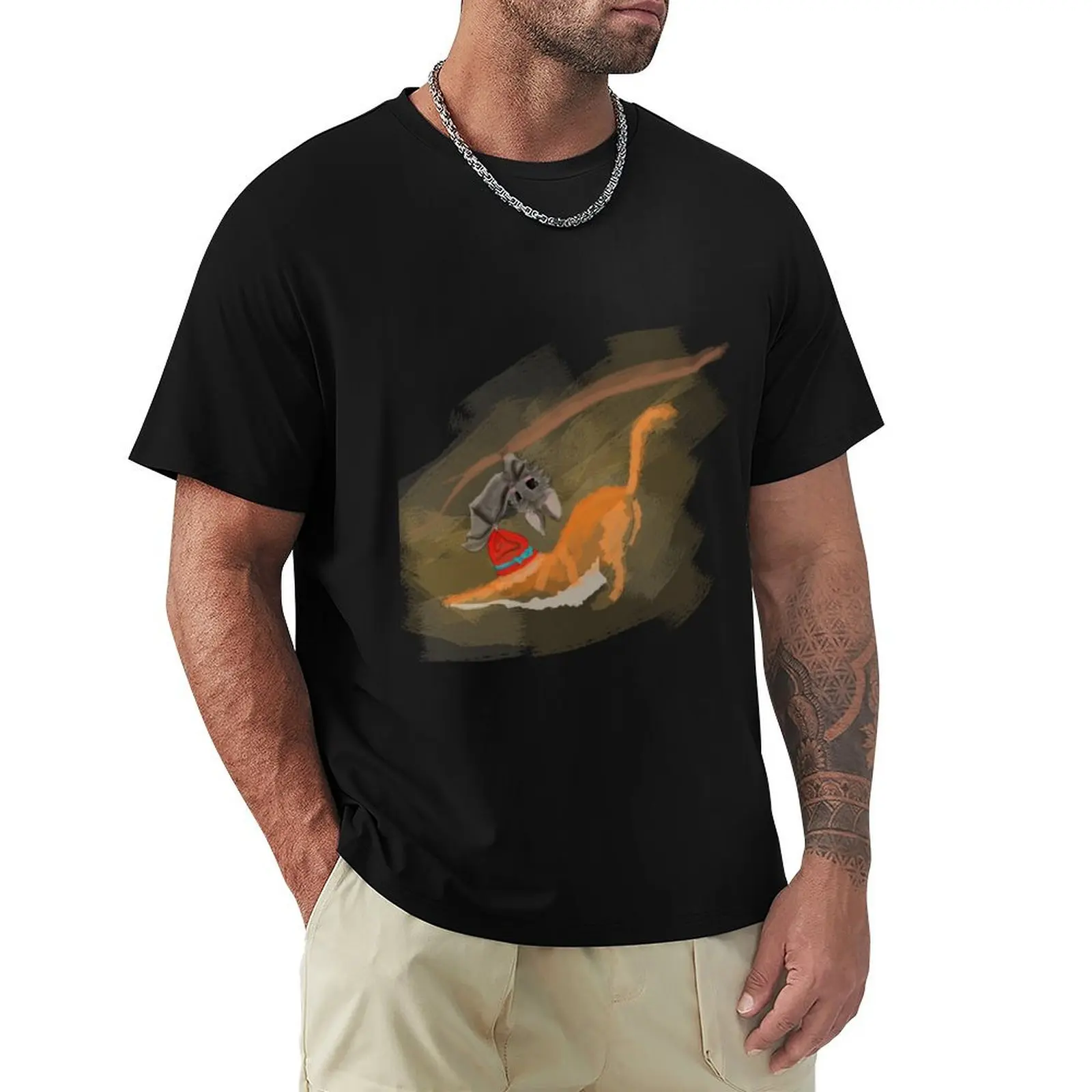 

naughty bat helping his kitty friend T-Shirt graphic t shirt vintage Blouse mens workout shirts