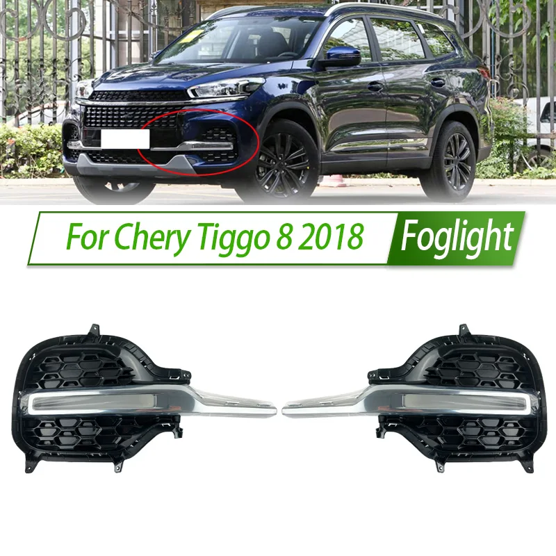 

For Chery Tiggo 8 2018 Front Bumper Fog Light Cover Foglight Fog Lamp Foglamp Frame Lid Housing