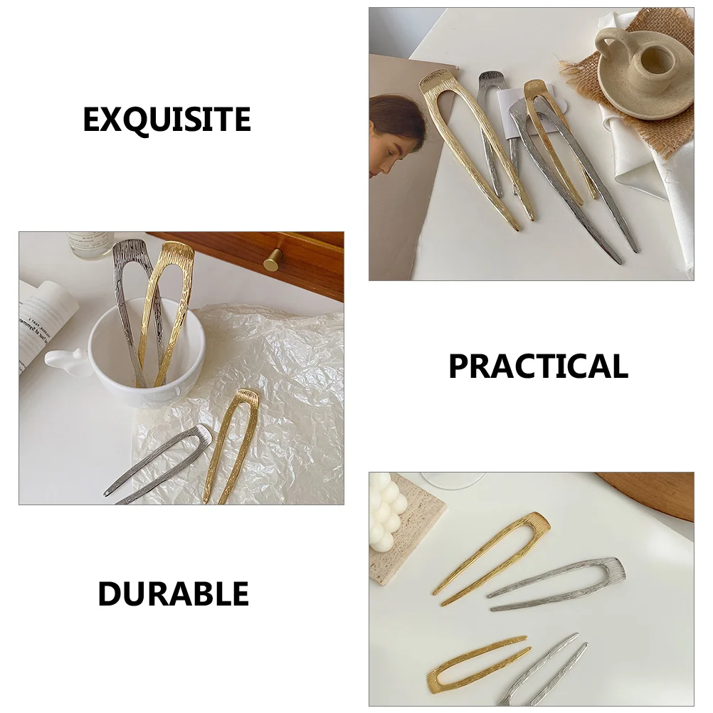 

4pcs U-Shaped Metal Hairpins Elegant Hair Sticks for Women Long Hair Buns French Clips Styling Accessories Gifts