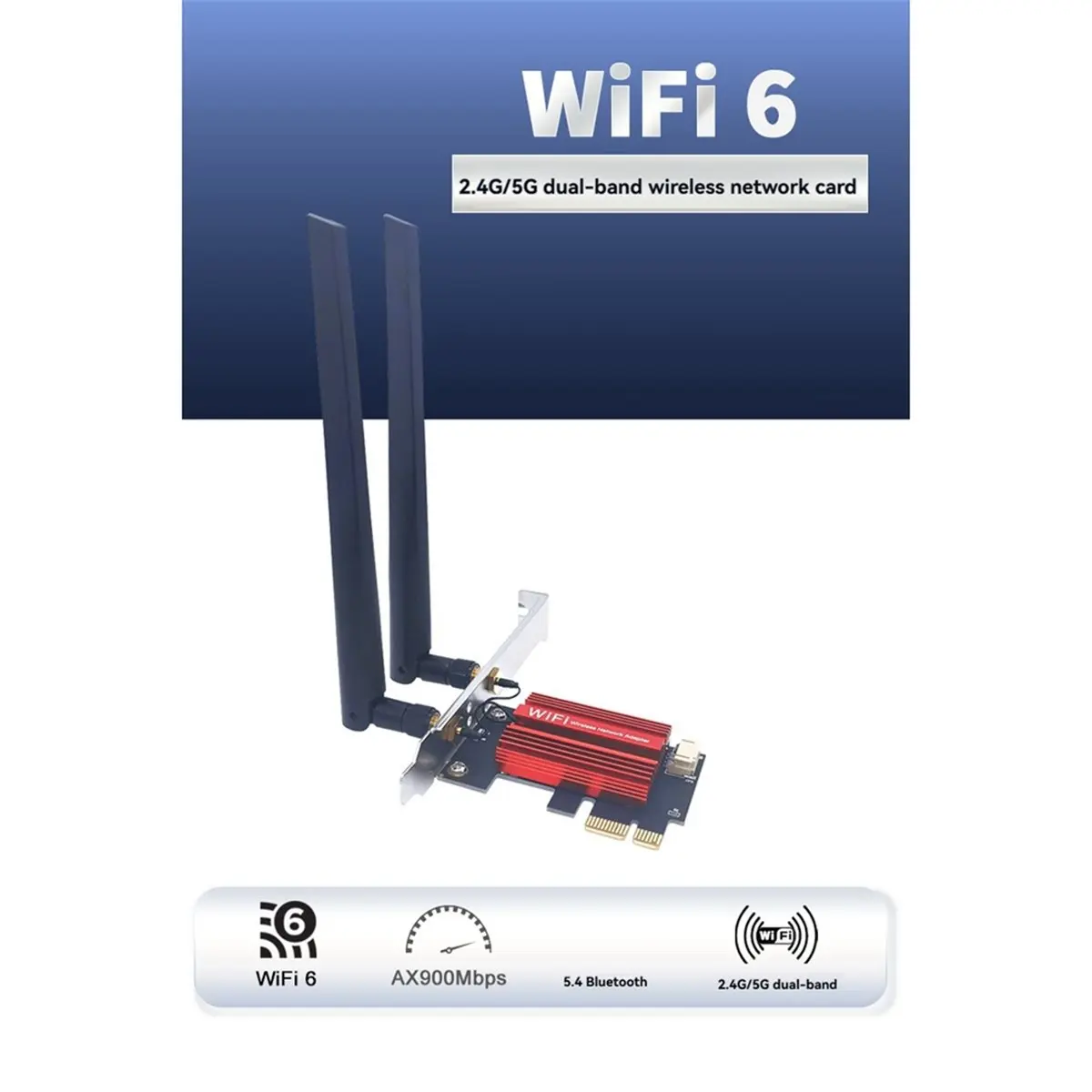 AX900 WiFi 6 PCI-E Wireless Network Adapter Dual Band 2.4G/5GHz Network Card Bluetooth 5.4 +8dB Antenna for Win 10/11
