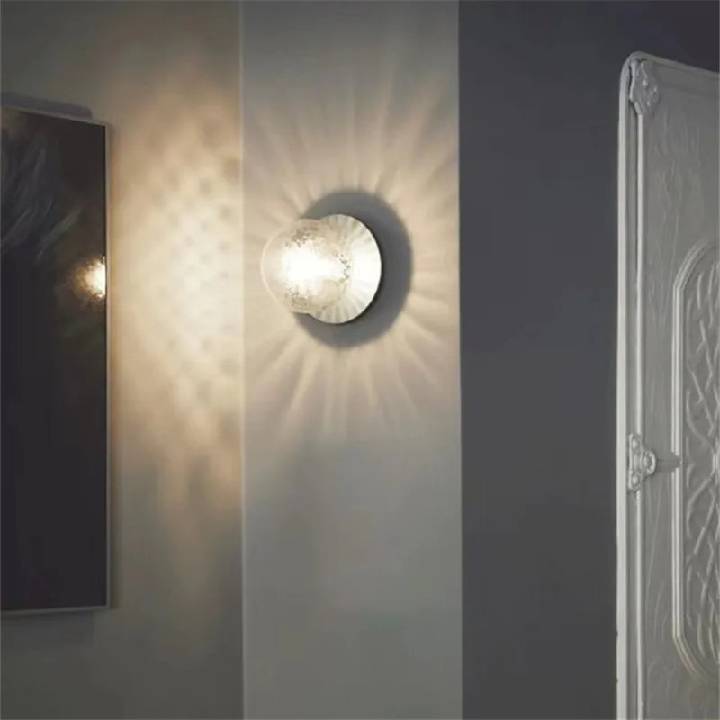 Liila Wall Lamp Nordic Water Ripple Lampshades nordic glass ball lamp for Room Corridor Loft bedroom decorations aesthetic light
