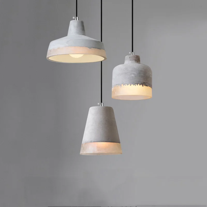 

Modern Minimalist Industrial Style LED Single Dining Pendant Light Gray Cement Resin Bedside Lighting Indoor Decoration Fixture