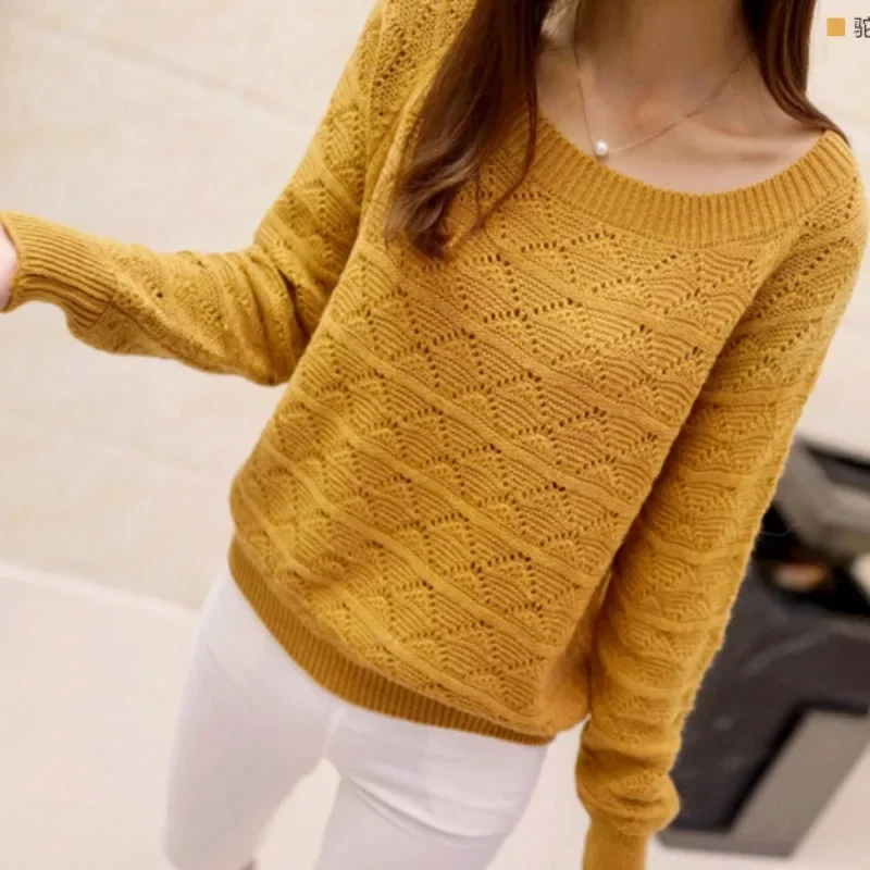 Loose Female Pullover Empty Solid Fashion 2024 Offers Casual Knitted Sweaters for Women Cheap Top New Knitwear Youthful Light