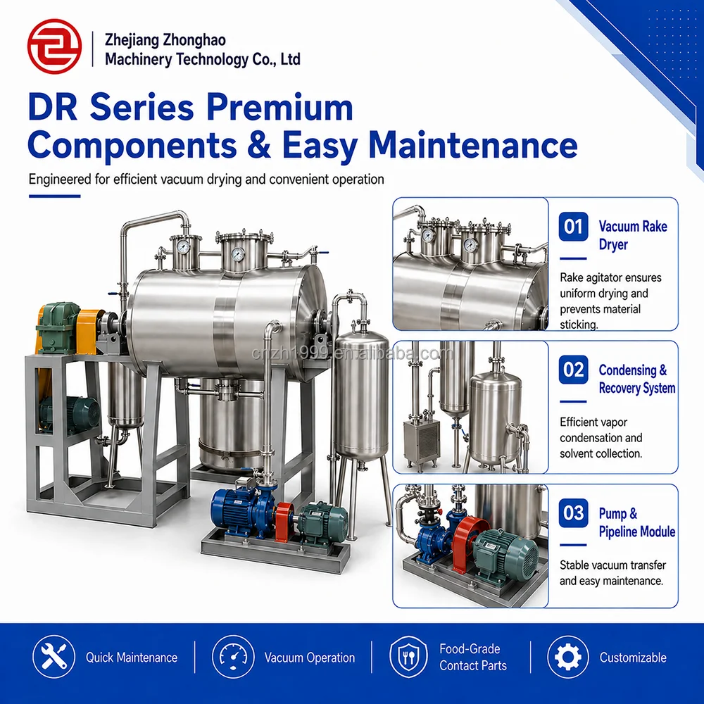 Stainless Steel Horizontal Vacuum Dryer Industrial Rotary Vacuum Drying Machine For Powder Paste