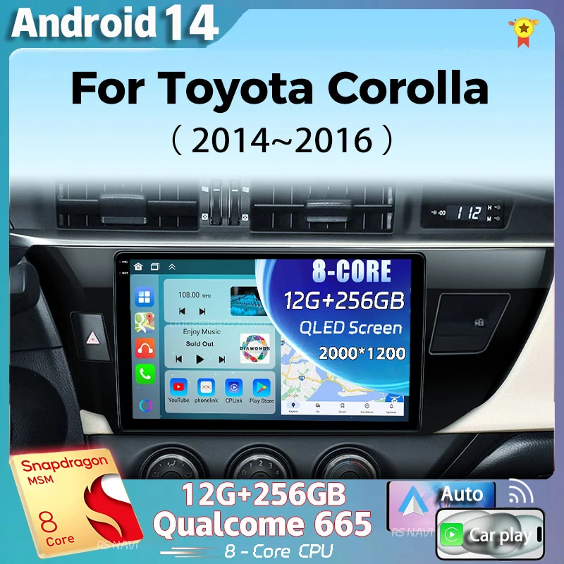 

Android 14 For Toyota Corolla 11 2012-2016 E170 E180 2K QLED Stereo Car Radio Multimedia Video Player GPS AI Voice CarPlay 4G