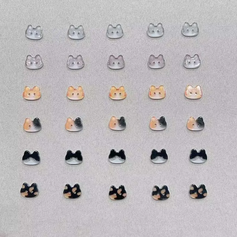 20 Stück niedliche Katzen-Knöpfe mit zwei Augen, 12 mm, bunte Cartoon-Katzen-Harzknöpfe, DIY-Knöpfe für Kinderkleidung, Hüte, Socken – Detail 2