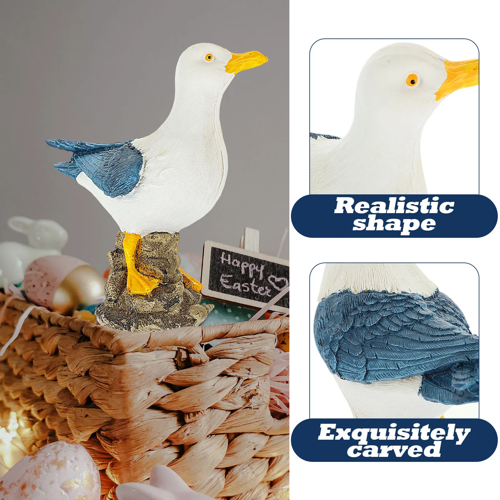 

Resin Sea Bird Desktop Ornament Lovely Bird Decor Creative Natural Design for Bedroom Living Room Decoration Delicate Home Decor