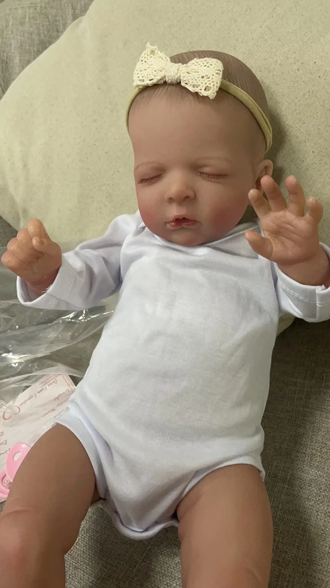 20inch Already Finished Reborn Doll Luisa Lifelike Soft Touch Sleeping Baby Doll 3D Skin with Hand Draw Hair Visible