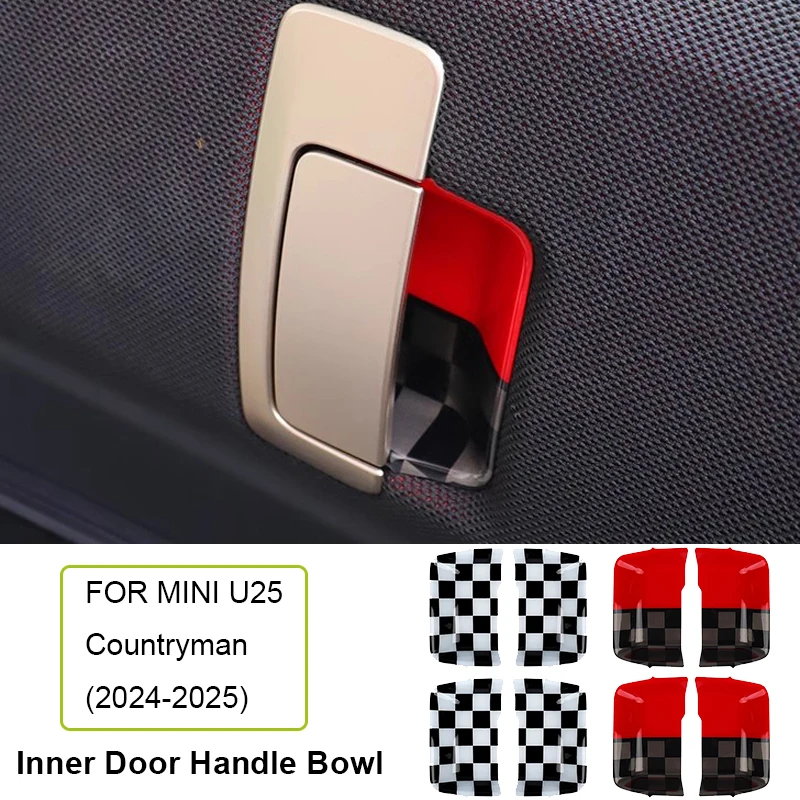 

4pcs Car Inner Door Handle Door Bowl Cover Frame Decorative Stickers Accessories for Mini Countryman U25 JCW 2024 2025