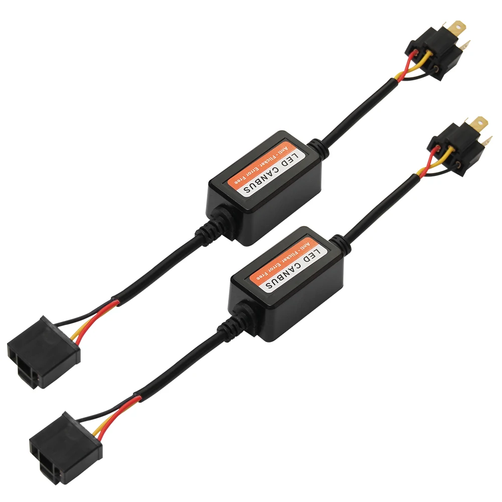 1 Pair H4 Error Free Anti Flicker Resistor Car LED Decoder Canbus Plug and Play High Performance Anti Flicker Harness 12V 35W